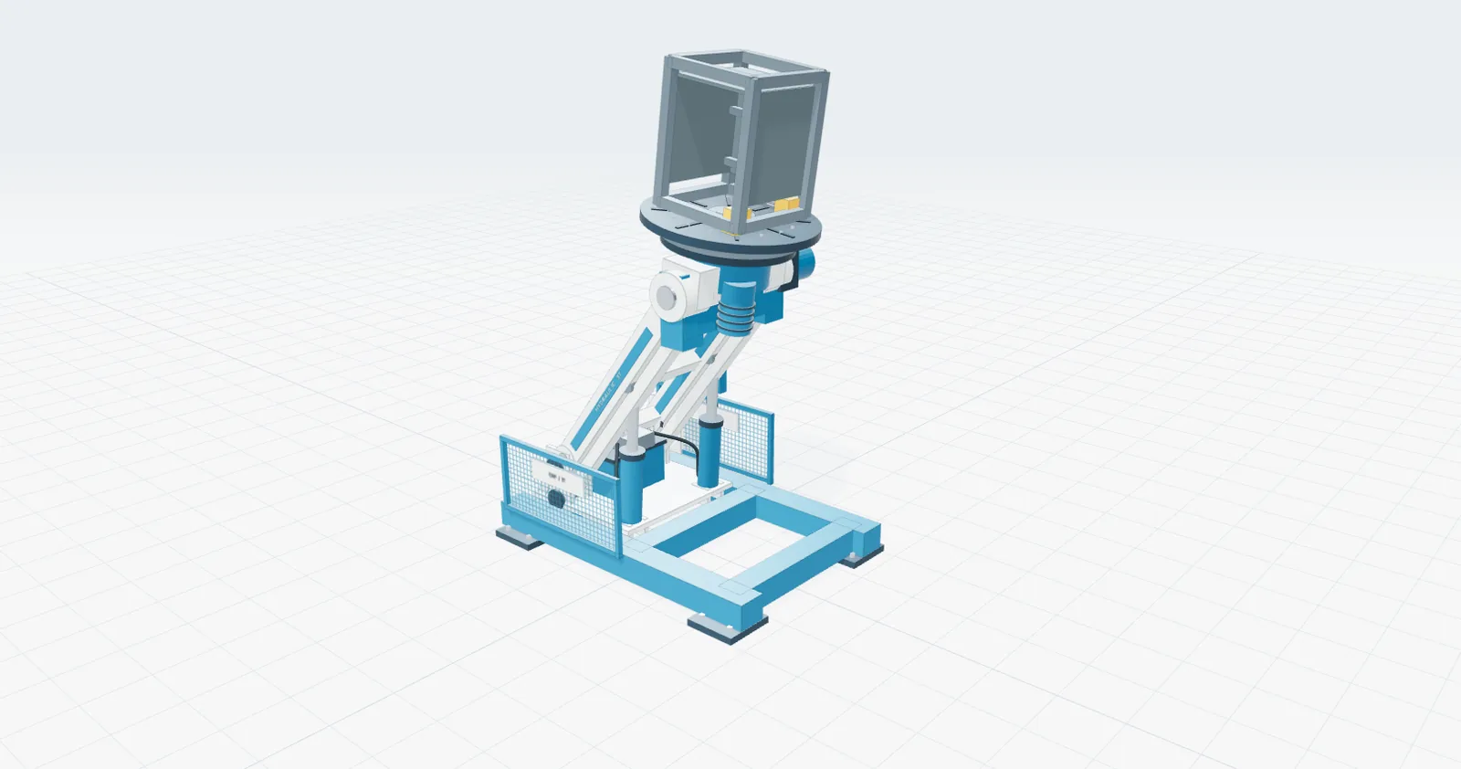EWP-3T positioner with the lift arm raised and the worktable tilted
