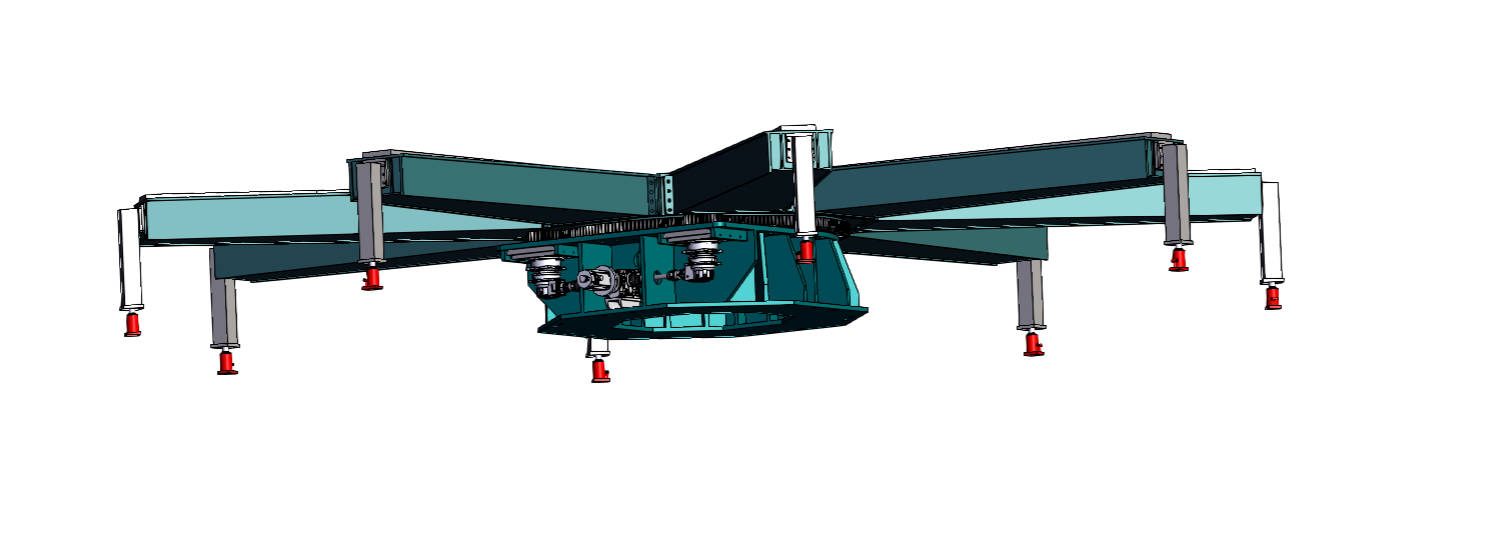 HT450 floor turntable structure, octagonal base and eight radial arms