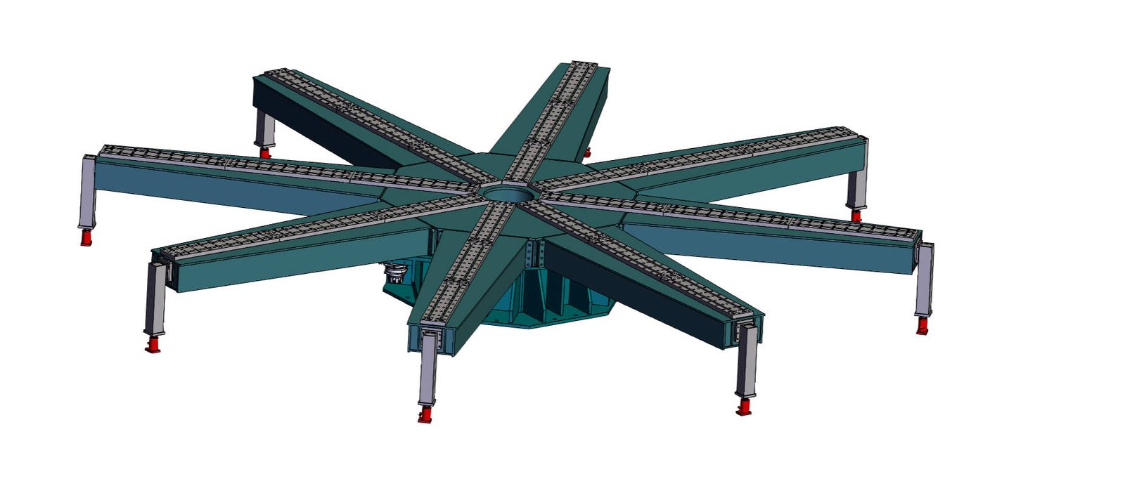 HT450 8-arm turntable — plan view